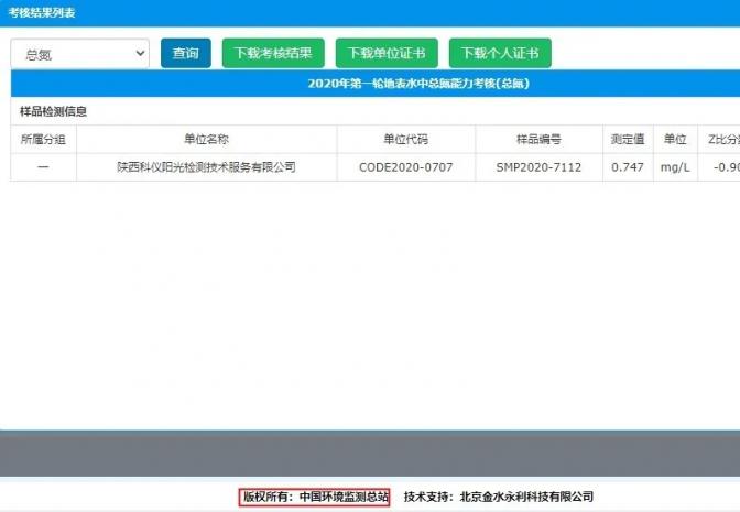 科仪阳光检测顺利通过中国环境监测总站组织的能力考核！